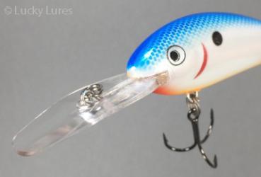 BALSA Shad Wobbler, schwimmend, Farbe: BSO Blue-White-Orange, Größe 08 ( 8,3 cm), Gewicht: 18 Gramm, von Bagley Bait